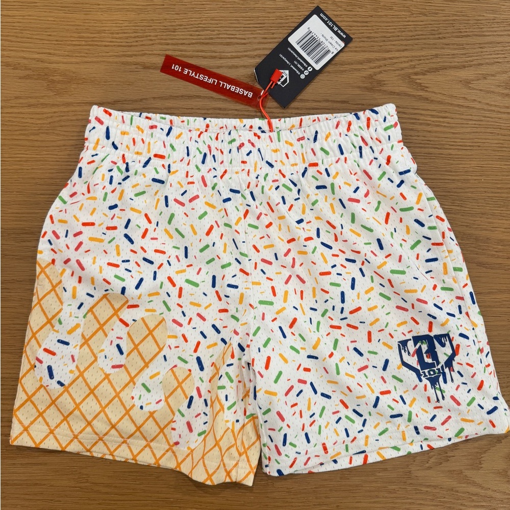 Baseball Lifestyle 101 Vanilla Ice Cream Shorts Size YM BRAND NEW! TAGS ATTACHED